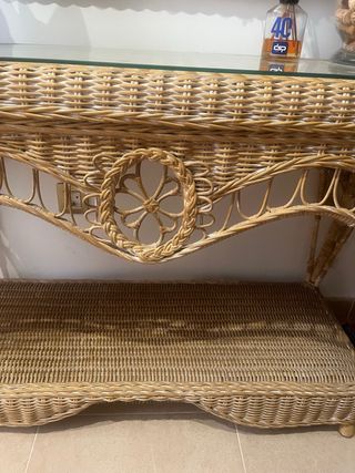 Recibidor Vintage Mimbre/Ratán + Espejo