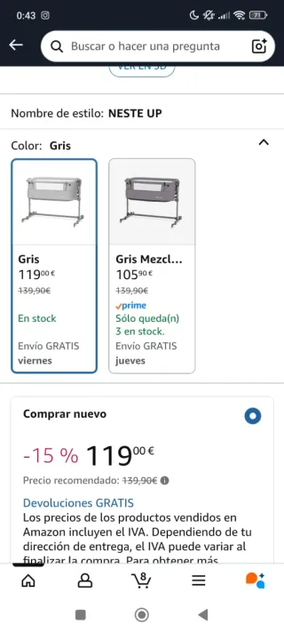 Cuna colecho Kinderkraft 2 en 1