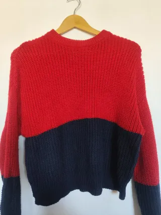 Jersey bicolor rojo y azul talla M