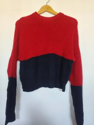 Jersey bicolor rojo y azul talla M
