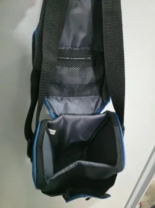Funda para cámara réflex negra y azul