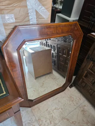 Escritorio antiguo madera con espejo