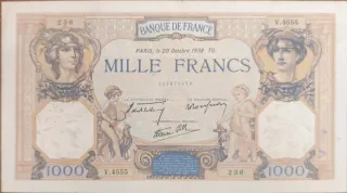 Billete 1000 Francos Francia 1938