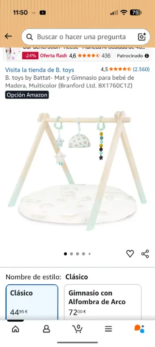 Gimnasio bebé madera con juguetes