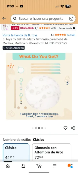 Gimnasio bebé madera con juguetes