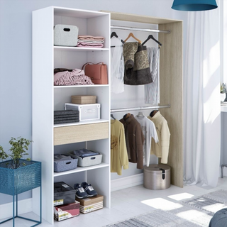 Kit Armario Vestidor 1 Cajón 158 Cm. Blanco Y Rob