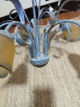 Lámpara forja 5 luces cristal metal