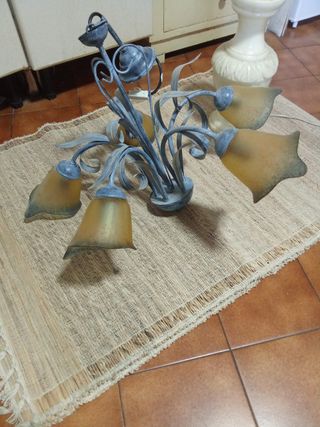 Lámpara forja 5 luces cristal metal