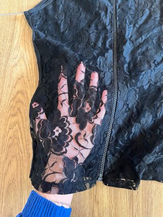 Canottiera nera con pizzo 100% cotone donna