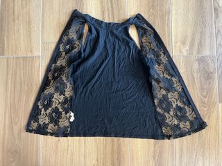 Canottiera nera con pizzo 100% cotone donna