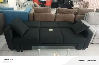 Sofá Cama Negro y Azul