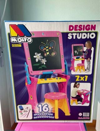 Pizarra-pupitre infantil con taburete