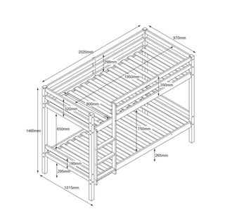 Litera blanca de madera 90x190/90x190 cm