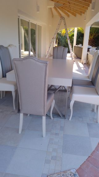Conjunto Comedor Franco Furniture Beige/Blanco