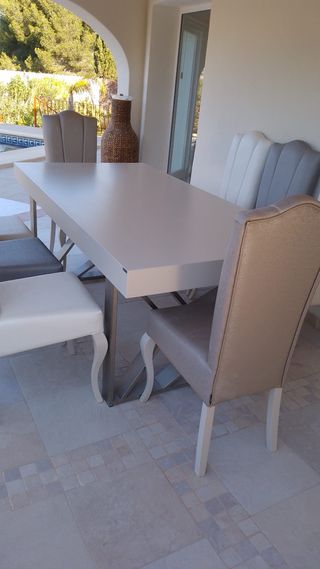 Conjunto Comedor Franco Furniture Beige/Blanco