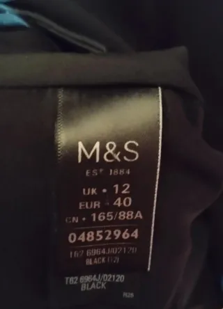 Vestito nero M&S ITA 44 UK 12 EUR 40