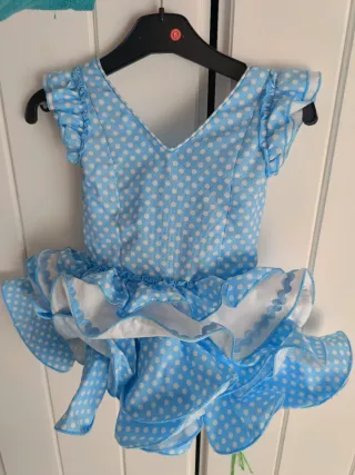 Vestido de flamenca azul con lunares talla 1