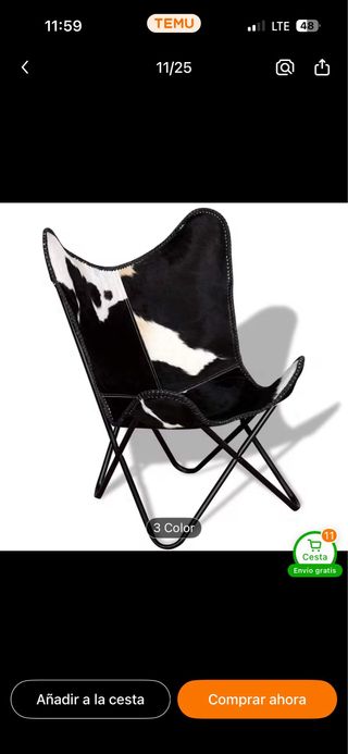 Silla Piel Vaca Diseño Mariposa