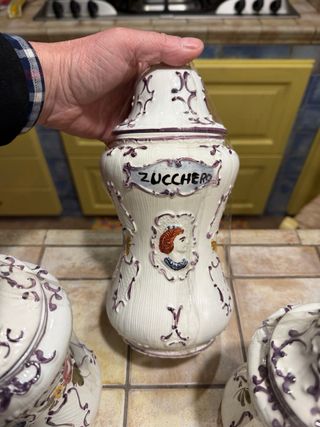 Set 5 Barattoli Ceramica Dipinti a Mano di Foligno