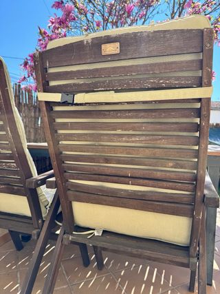 Conjunto mesa y sillas jardín madera y metal