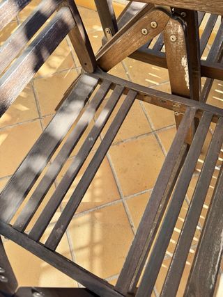 Conjunto mesa y sillas jardín madera y metal