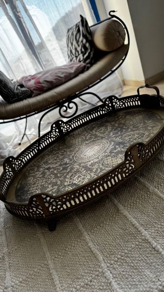 Bandeja antigua latón decorativa