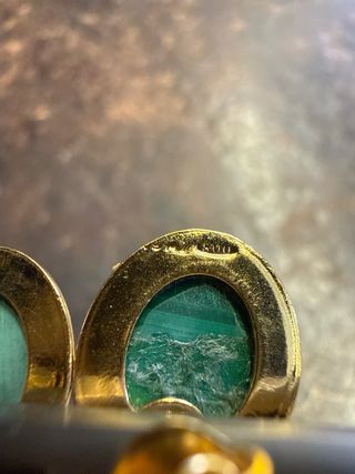 Orecchini vintage argento e malachite