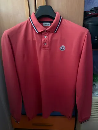Polo Moncler Manga Larga Salmón Talla L