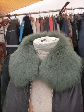 Cuello de pelo  natural ,verde Camel, negro