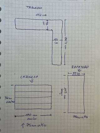 Mesa de estudio esquinera blanca y madera