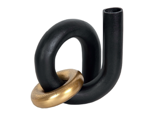 Escultura Aro Dorado Metal Negro