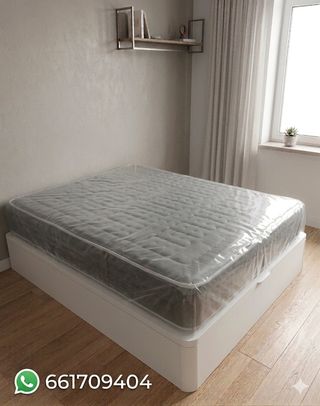 Canapé madera matrimonio beige y blanco