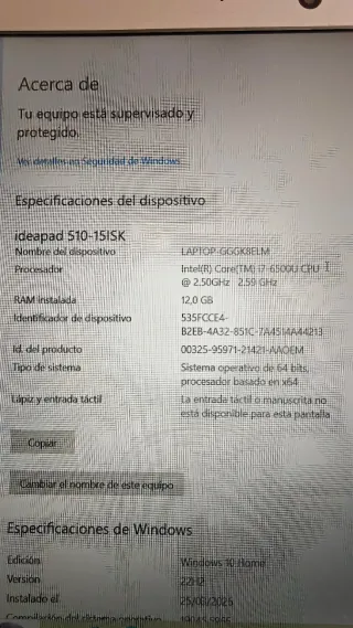 Lenovo Ideapad 510-15ISK Intel i7 12GB RAM