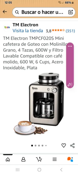 Cafetera TM electron con jarra de cristal