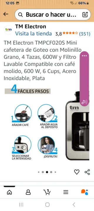 Cafetera TM electron con jarra de cristal