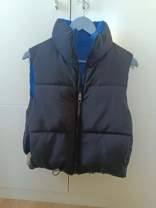 Chaleco acolchado Bershka azul talla XS reversible