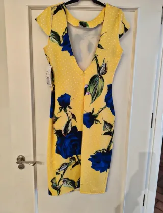 Vestido Cayma floral amarillo y azul