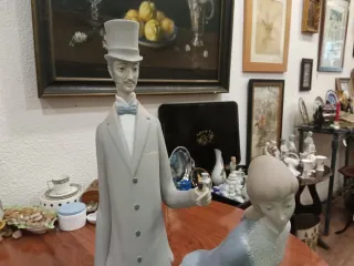 Figura Lladro Porcelana Pareja con Perro