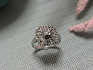 Anillo Plata Diamante Central