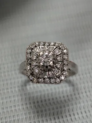 Anillo Plata Diamante Central