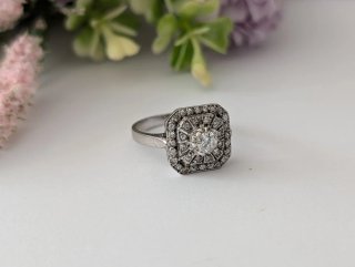 Anillo Plata Diamante Central