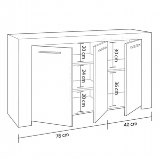Aparador Buffet 3 Puertas. Blanco Artik