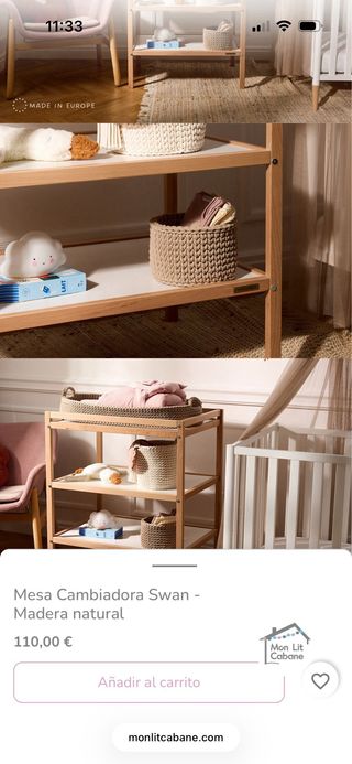 Mueble cambiador de bebé