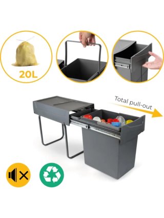 Cubo reciclaje EMUCA 20L extraíble módulo cocina