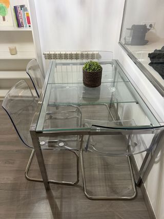 Mesa Comedor Cristal y Metal