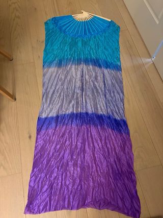 Abanicos seda imitación azul y morado