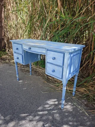 Escritorio Shabby Chic Azul Madera