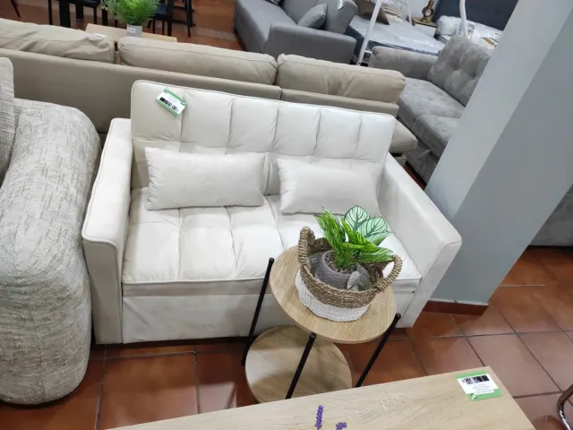 Sofá cama 130cm beige/blanco