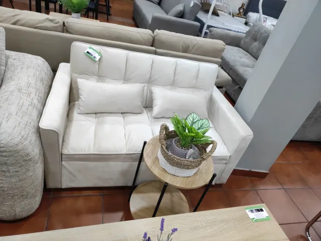 Sofá cama 130cm beige/blanco