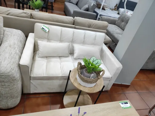 Sofá cama 130cm beige/blanco